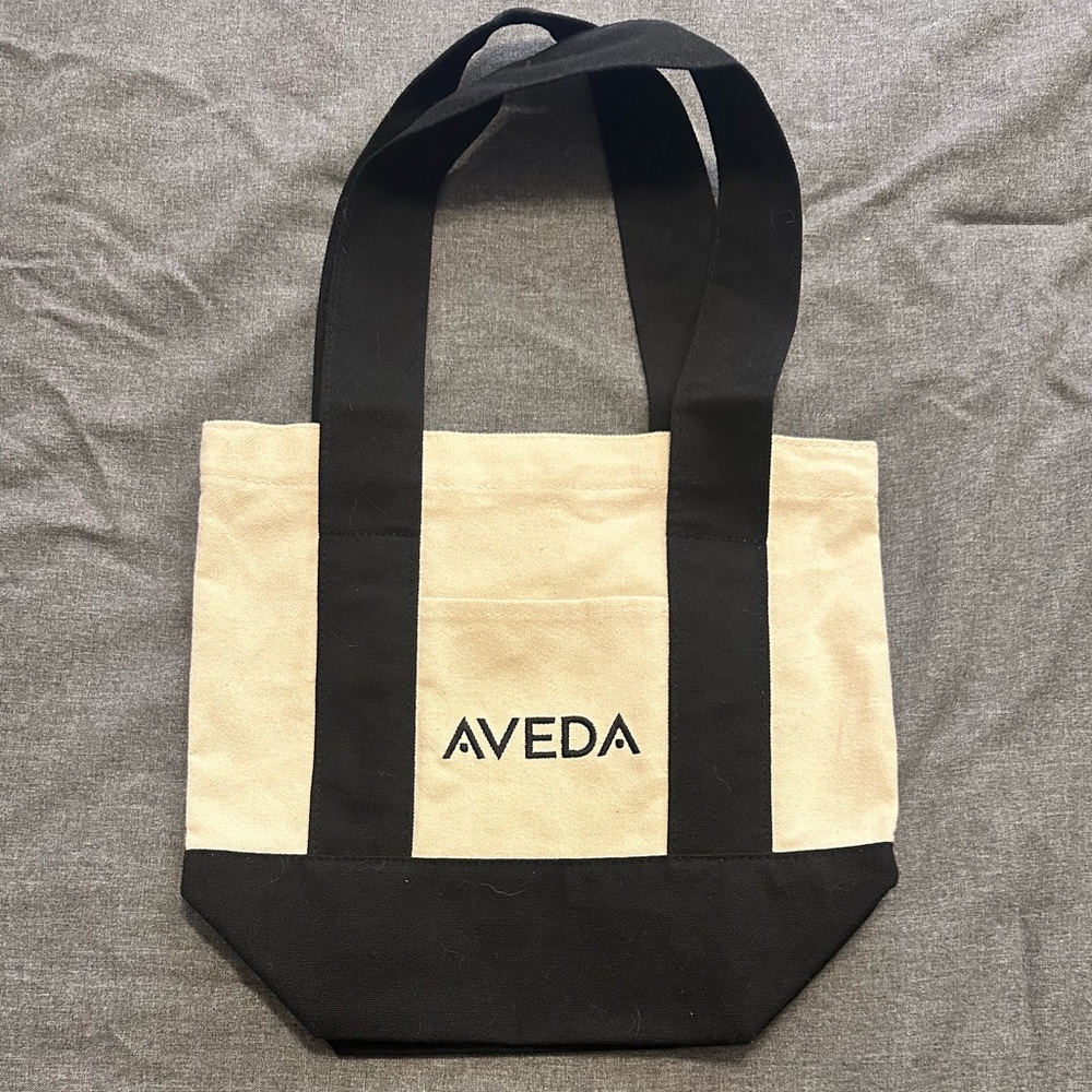 Aveda Small Canvas Tote in Black and Cream